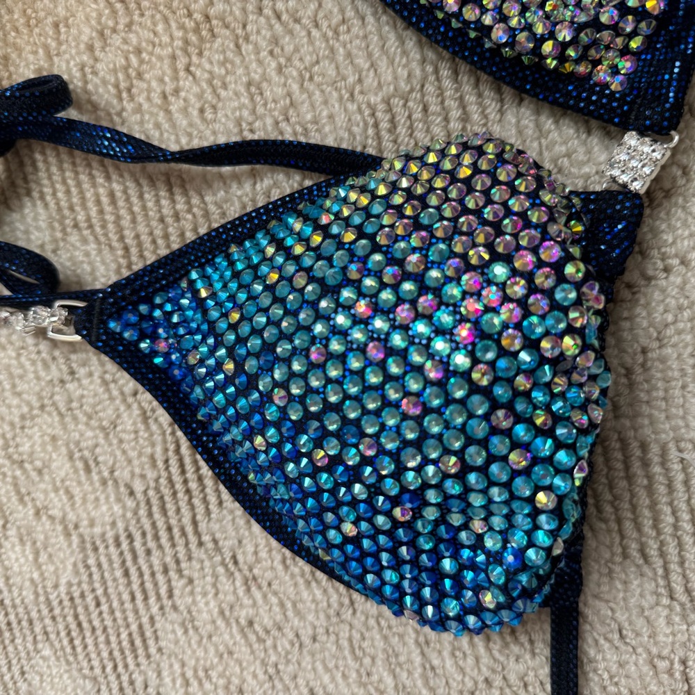 Angel competition suitSparkling Black and Blue Rhinestone competition Bikini Set - Picture 4 of 4